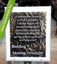 "A HARMÓNIKUS HÁZASSÁG AZ ÉLET AJÁNDÉKA" FALITÁBLA HÁZASSÁGI ÉVFORDULÓRA, VÁLASZTHATÓ ÉVSZÁMMAL, TÖBBFÉLE HÁTTÉRMINTÁVAL