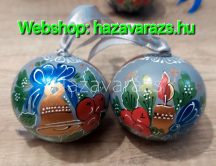   SZÜRKE KERÁMIA KÉZZEL FESTETT KARÁCSONYI GÖMB TÖBBFÉLE MINTÁVAL 