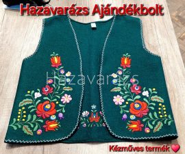 KÉZZEL HÍMZETT FÉRFI FILC MELLÉNY ZÖLD