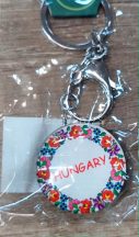 NÉPI MINTÁS KÖZÉPEN HUNGARY LENCSE  KULCSTARTÓ 