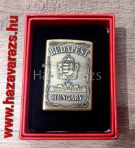 ARANY FÉM ÖNGYÚJTÓ BUDAPEST HUNGARY DÍSZDOBOZBAN