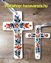 SZÍNES NÉPI MINTÁS KÉZZEL FESTETT KERÁMIA KERESZT KICSI/NAGY 2999 Ft-tól