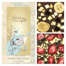   BOLDOG NÉVNAPOT LUXORY CHOCOLATE BY LATIN NEGYED 2*65 g TÜRKIZES MADÁRKÁVAL