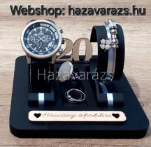   FEKETE DESIGN ÓRA-ÉS ÉKSZERTARTÓ HÁZASSÁGI ÉVFORDULÓRA ÉVSZÁMMAL