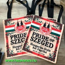   SZEGED BÜSZKESÉGE ** PRIDE OF SZEGED ** BEVÁSÁRLÓTÁSKA NATÚR FELÜL NEMZETI CSÍKOS 1 DB