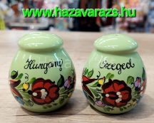   KÉZZEL FESTETT KALOCSAI MINTÁS KERÁMIA SÓ-BORS TARTÓ TÖBB SZÍNBEN 2 DB-OS