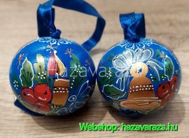 KÉK KERÁMIA KÉZZEL FESTETT KARÁCSONYI GÖMB TÖBBFÉLE MINTÁVAL