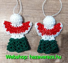 HORGOLT ANGYALKA KÉZMŰVES TERMÉK 6,5 x 6 cm NEMZETI SZÍNŰ HORGOLT ANGYALKA KÉZMŰVES TERMÉK 6,5 x 6 cm NEMZETI SZÍNŰ