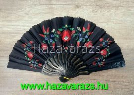 LEGYEZŐ FEKETE SZÍNES NÉPI MINTÁS
