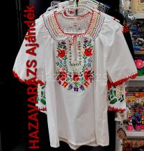 KÉZZEL HÍMZETT NŐI BLÚZ FEHÉR SZÍNBEN