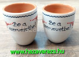BE A SZERVETETBE! KÉZZEL FESTETT PÁLINKÁSPOHÁR SZÍNES NÉPI MINTÁS