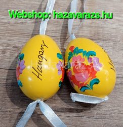 KÉZZEL FESTETT FA TOJÁS 6 CM SÁRGA HUNGARY FELIRATTAL 1 DB-OS 