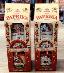 CSÍPŐS HUSZÁR VAGY ÉDES PIROS 50 G PAPRIKA ŐRLEMYÉNY + 210 G PAPRIKAKRÉM KALOCSAI PAPÍR DÍSZDOBOZBAN