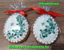   ZÖLD NÉPI MINTÁS HÚSVÉTI TOJÁS MÉZESKALÁCS 1 DB Kb. 6 CM