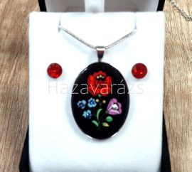 EGYRÓZSÁS MAGYAROS OVÁLIS NAGY MEDÁLL SZETT FEKETE