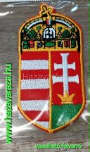MAGYAR CÍMER NAGY TEXTIL EMBLÉMA  9,5 X 4,5 cm VASALHATÓS