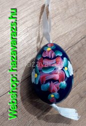 KÉZZEL FESTETT FA TOJÁS 6 CM KÉK HUNGARY FELIRATTAL 1 DB-OS