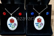 EGYRÓZSÁS MAGYAROS OVÁLIS NAGY MEDÁLL SZETT FEHÉR 