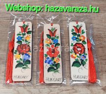   KALOCSAI MINTÁS KÖNYVJELZŐ KÉZZEL FESTETT PIROS BOJTOS HUNGARY FELIRATTAL 1 DB