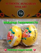   KÉZZEL FESTETT FA TOJÁS 6 CM SÁRGA HUNGARY FELIRATTAL 2 DB-OS CSOMAGOLT
